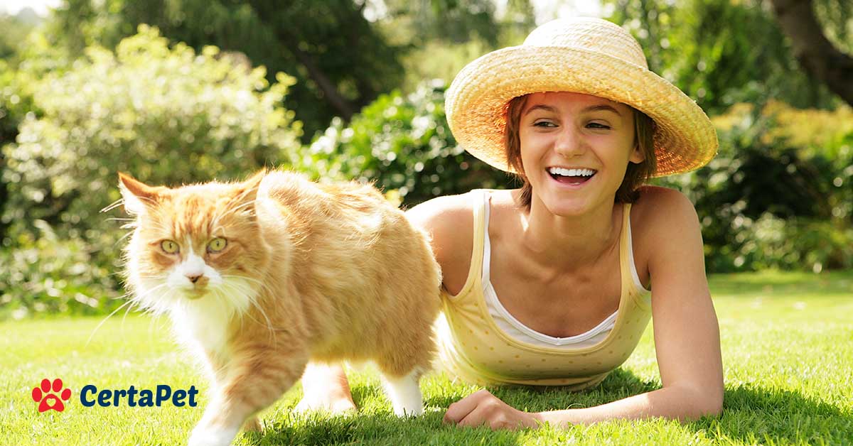 Emotional Support Cat and Owner in Sun